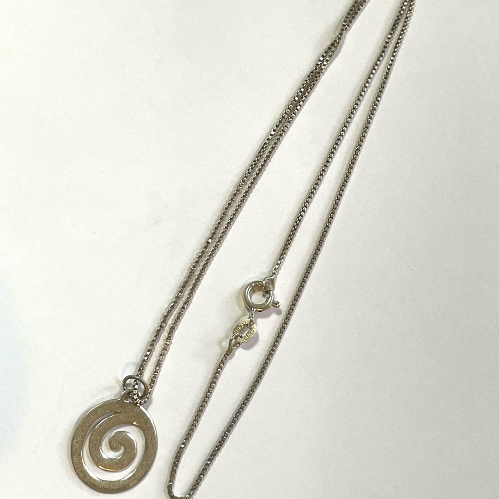 Italian Sterling Silver Spiral Pendant Necklace